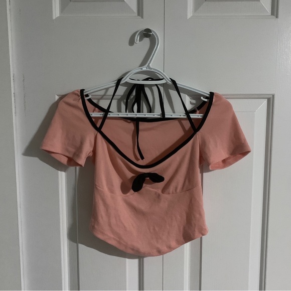 Pink ribbed short tee - Picture 2 of 6